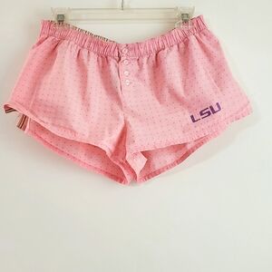 LSU Womens Pajama Shorts Loungewear Medium Pjs Pink Polka-dot